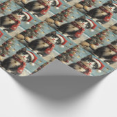 Tuxedo Cat Christmas Beach Cadeaupapier (Hoek)