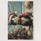 Tuxedo Cat Christmas  Beach Legpuzzel (Verticaal)