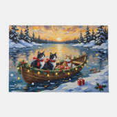 Tuxedo Cat Christmas Boat Holiday Deurmat (Voorkant)