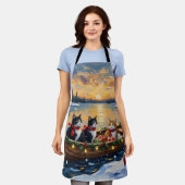 Tuxedo Cat Christmas Boat Holiday Schort (Gedragen)