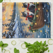 Tuxedo Cat Christmas Boat Holiday Theedoek (Gevouwen)