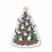 Tuxedo Cat Christmas Tree Tuxedo Cat Lights Xmas M Sticker (Voorkant)