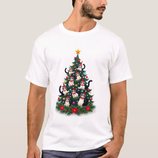Tuxedo Cat Christmas Tree Tuxedo Cat Lights Xmas M T-shirt