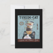 Tuxedo Cat Coffee Co. Love At First Sip Funny Cat Bedankkaart (Voorkant)