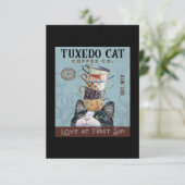 Tuxedo Cat Coffee Co. Love At First Sip Funny Cat Bedankkaart (Staand voorkant)