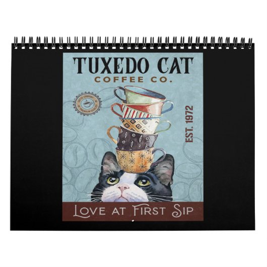 Tuxedo Cat Coffee Co. Love At First Sip Funny Cat Kalender (Hoes)