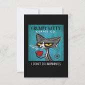 Tuxedo Cat Coffee I Don't Do Mornings Grumpy Kitty Bedankkaart (Voorkant)