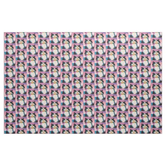 Tuxedo Cat Colorful Stof (Yard (91,4 cm))
