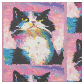 Tuxedo Cat Colorful Stof (Close Up)