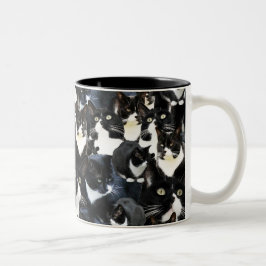 Tuxedo Cat Crazy Collage Tweekleurige Koffiemok