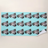 Tuxedo Cat Cute  Aqua Cats Waterverf Bea Strandlaken (Voorkant)