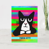 Tuxedo Cat CUTE BIRTHDAY PANDA KAT GREETING Kaart (Voorkant)