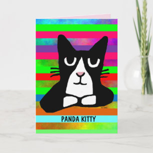 Tuxedo Cat CUTE BIRTHDAY PANDA KAT GREETING Kaart
