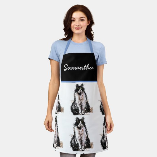 Tuxedo Cat Cute Cats Black White Animal Pet Apron Schort (Gedragen)