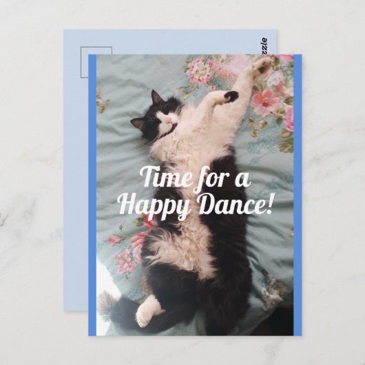 Tuxedo Cat Cute Doing a Happy Dance Briefkaart (Voorkant / Achterkant)