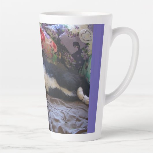 Tuxedo Cat Cute doing a Mexican Wave Funny Cats Latte Mok (Rechts)