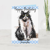 Tuxedo Cat Cute Drawing Black and White Cats Card Kaart (Voorkant)