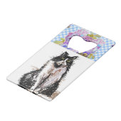Tuxedo Cat Cute Drawing Black and White Cats Creditkaart Flessenopener (Achterkant Gekanteld)