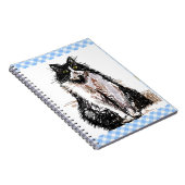 Tuxedo Cat Cute Drawing Black and White Cats Magne Notitieboek (Rechterzijde)