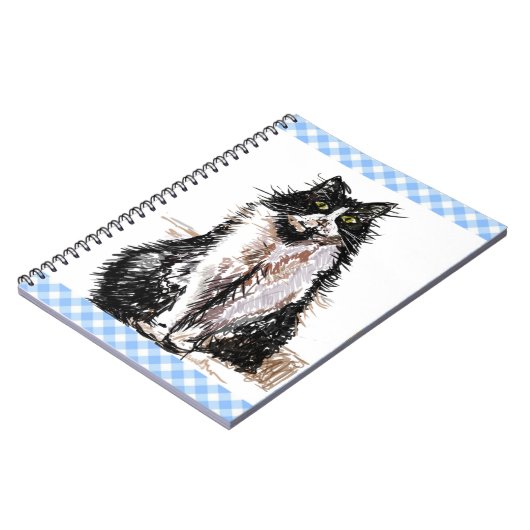 Tuxedo Cat Cute Drawing Black and White Cats Magne Notitieboek (Linkerzijde)