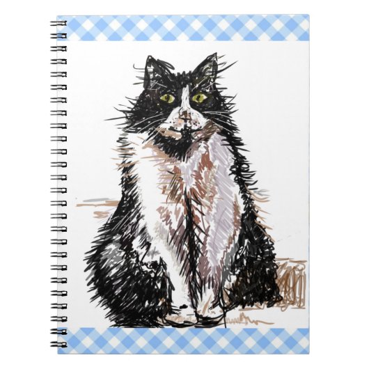 Tuxedo Cat Cute Drawing Black and White Cats Magne Notitieboek (Voorkant)