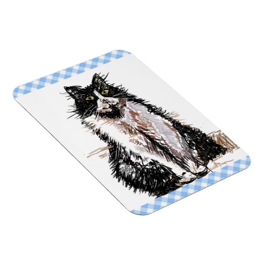 Tuxedo Cat Cute Drawing Black and White Cats Magneet (Rechterzijde)