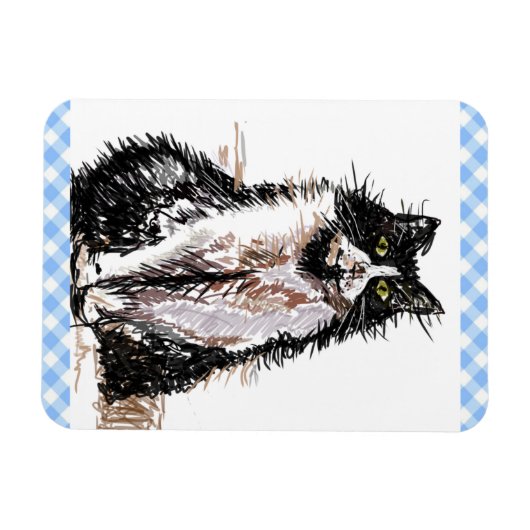 Tuxedo Cat Cute Drawing Black and White Cats Magneet (Horizontaal)