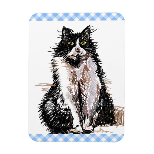 Tuxedo Cat Cute Drawing Black and White Cats Magneet (Verticaal)