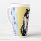 Tuxedo Cat Cute Drawing Black White Cats Latte Mok (Linkerhoek)