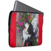 Tuxedo Cat Cute  Flowers Katten Birthday Card Laptop Sleeve (Voorkant Rechts)