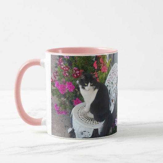 Tuxedo Cat Cute  Flowers Katten Birthday Card Mok (Links)