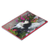 Tuxedo Cat Cute Flowers Katten Birthday Card Notitieboek (Linkerzijde)