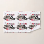 Tuxedo Cat Cute  Flowers Katten Waterverf Bad Handdoek (Handdoek)