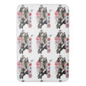 Tuxedo Cat Cute Flowers Katten Waterverf Badmat (Voorkant Verticaal)