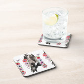Tuxedo Cat Cute  Flowers Katten Waterverf Bier Onderzetter (Rechterzijde)