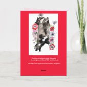 Tuxedo Cat Cute Flowers Katten Waterverf Kaart (Achterkant)