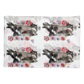 Tuxedo Cat Cute  Flowers Katten Waterverf Kussensloop (Achterkant)