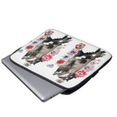 Tuxedo Cat Cute  Flowers Katten Waterverf Laptop Sleeve (Voorkant onderkant)