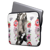 Tuxedo Cat Cute  Flowers Katten Waterverf Laptop Sleeve (Voorkant Links)
