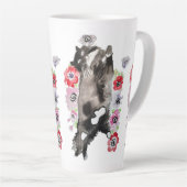 Tuxedo Cat Cute Flowers Katten Waterverf Latte Mok (Rechterhoek)