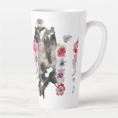 Tuxedo Cat Cute Flowers Katten Waterverf Latte Mok (Rechts)