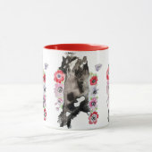 Tuxedo Cat Cute  Flowers Katten Waterverf Mok (Midden)