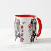 Tuxedo Cat Cute  Flowers Katten Waterverf Mok (Voorkant rechts)