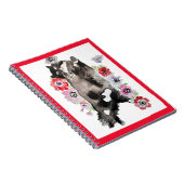 Tuxedo Cat Cute  Flowers Katten Waterverf Notitieboek (Rechterzijde)
