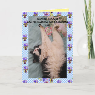 Tuxedo Cat Cute Funny Air Kneading Cats Viola Card Kaart