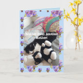 Tuxedo Cat Cute Funny Brother Cats Card Kaart (Gele Bloem)