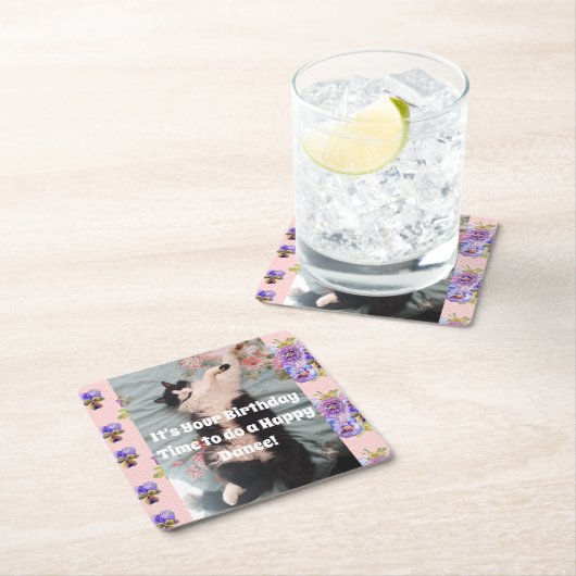 Tuxedo Cat Cute Funny Cats Happy Birthday Onderzet Kartonnen Onderzetters (Insitu)