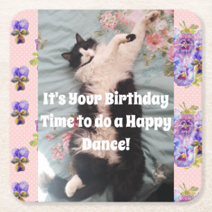 Tuxedo Cat Cute Funny Cats Happy Birthday Onderzet Kartonnen Onderzetters