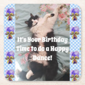 Tuxedo Cat Cute Funny Cats Happy Birthday Onderzet Kartonnen Onderzetters (Voorkant)