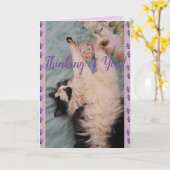 Tuxedo Cat Cute Funny Denking You Card Kaart (Gele Bloem)
